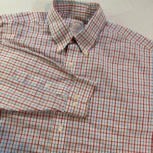 EUC Brooks Brothers 346 Non-Iron Tattersall Plaid L Preppy Office Business Shirt
